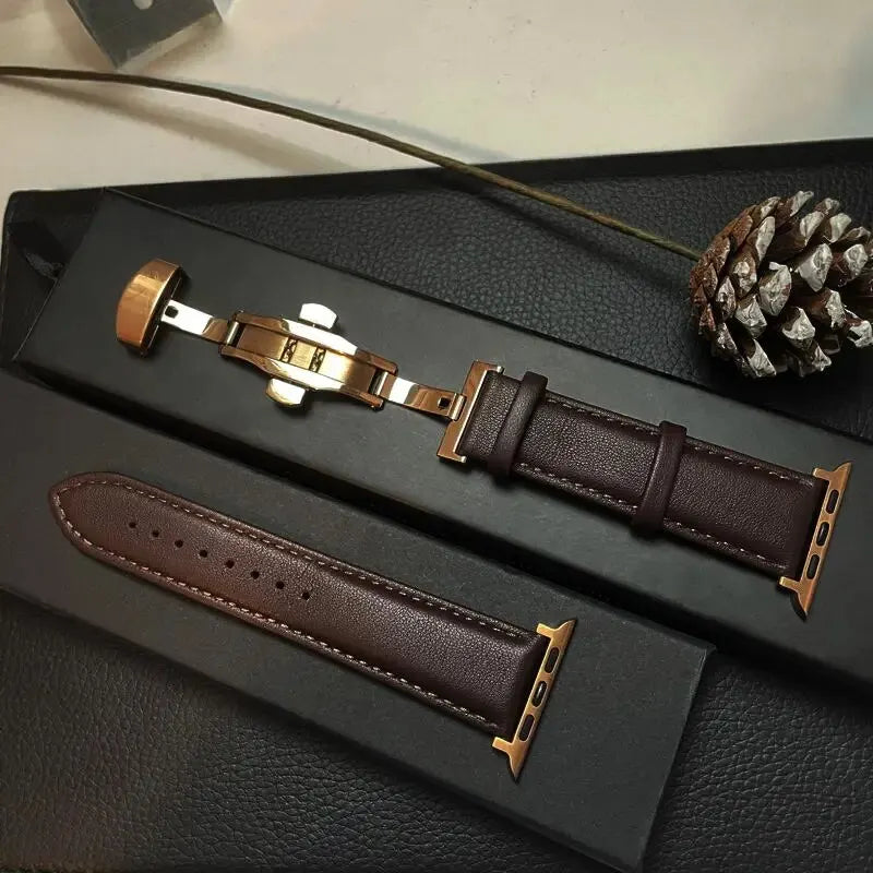Lederarmband für Smartwatch, verstellbares Armband aus echtem Leder, klassisches Design, Premium, stilvolles Accessoire | Sansoti