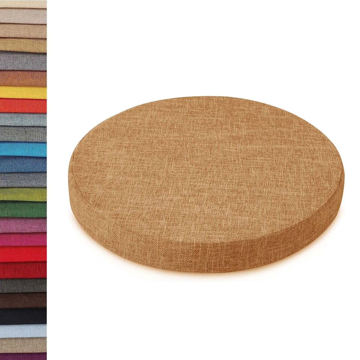Cojín redondo de algodón y lino lavable con cremallera, 30-60 cm, para comedor, taburete de bar, cocina, oficina y silla de jardín | Sansoti