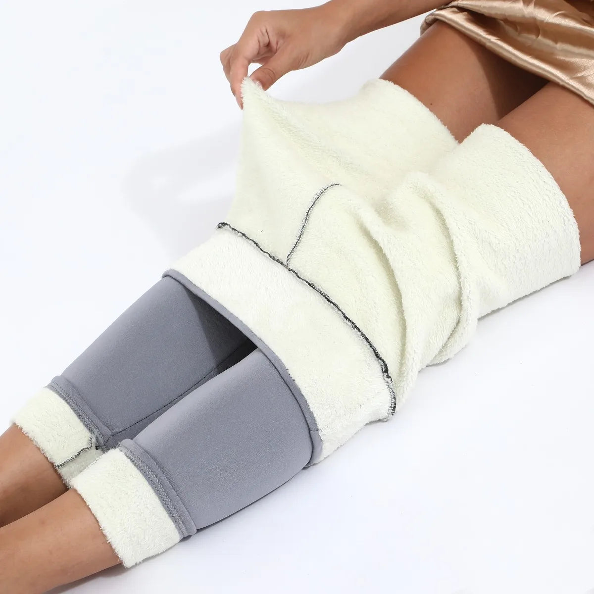 Thermische Fleecehose Damen mit hoher Taille in Schwarz, Grau und Blau - warme, isolierte Thermounterwäsche für den Winter | Sansoti