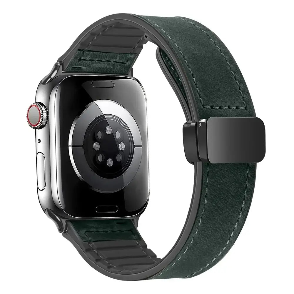 Bracelet de smartwatch magnétique en cuir véritable, réglable, résistant à l’eau, sportif, élégant et raffiné | Sansoti