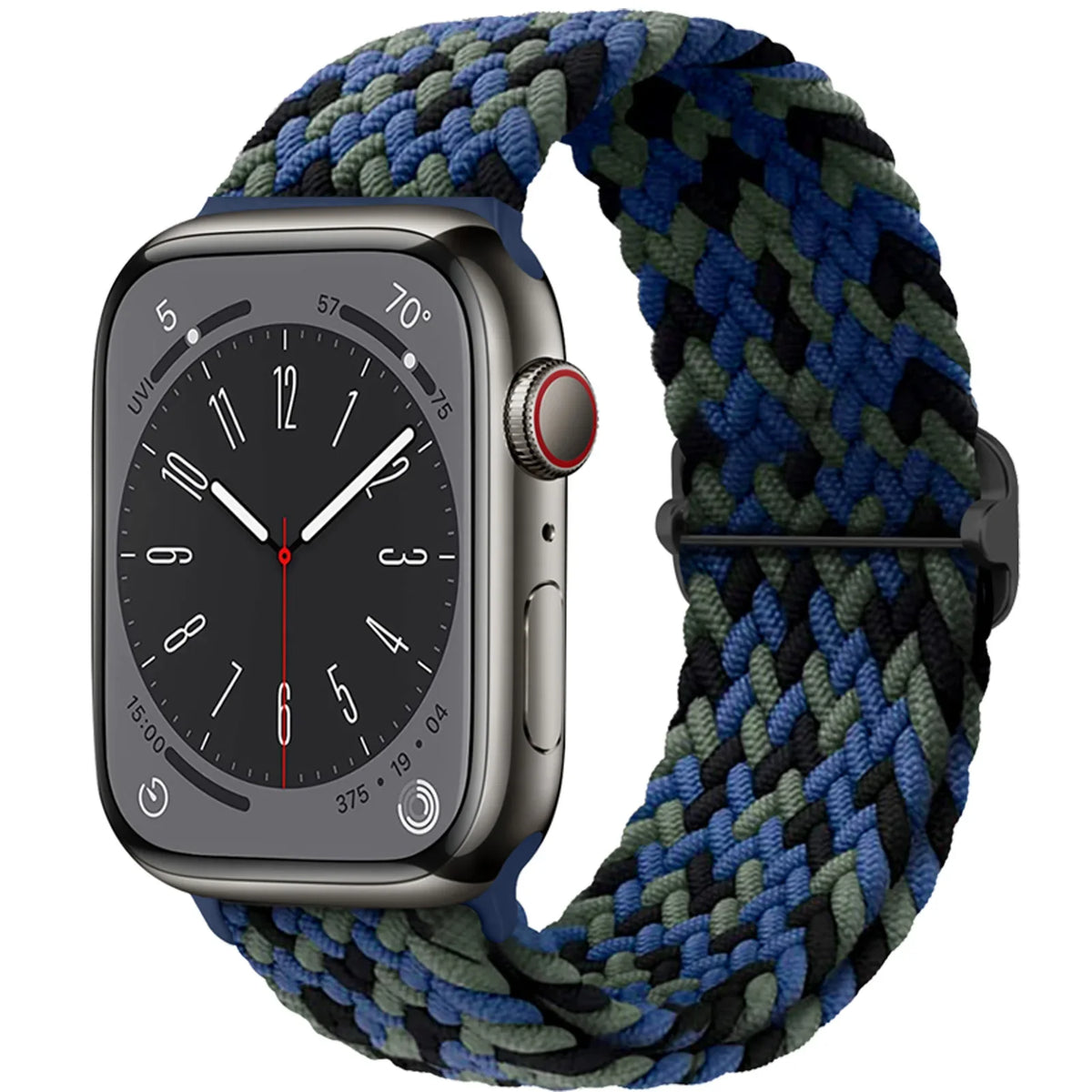 Elastisch gevlochten nylon smartwatch-bandje, 38–49 mm, verstelbaar en ademend, sportband voor Apple Watch | Sansoti
