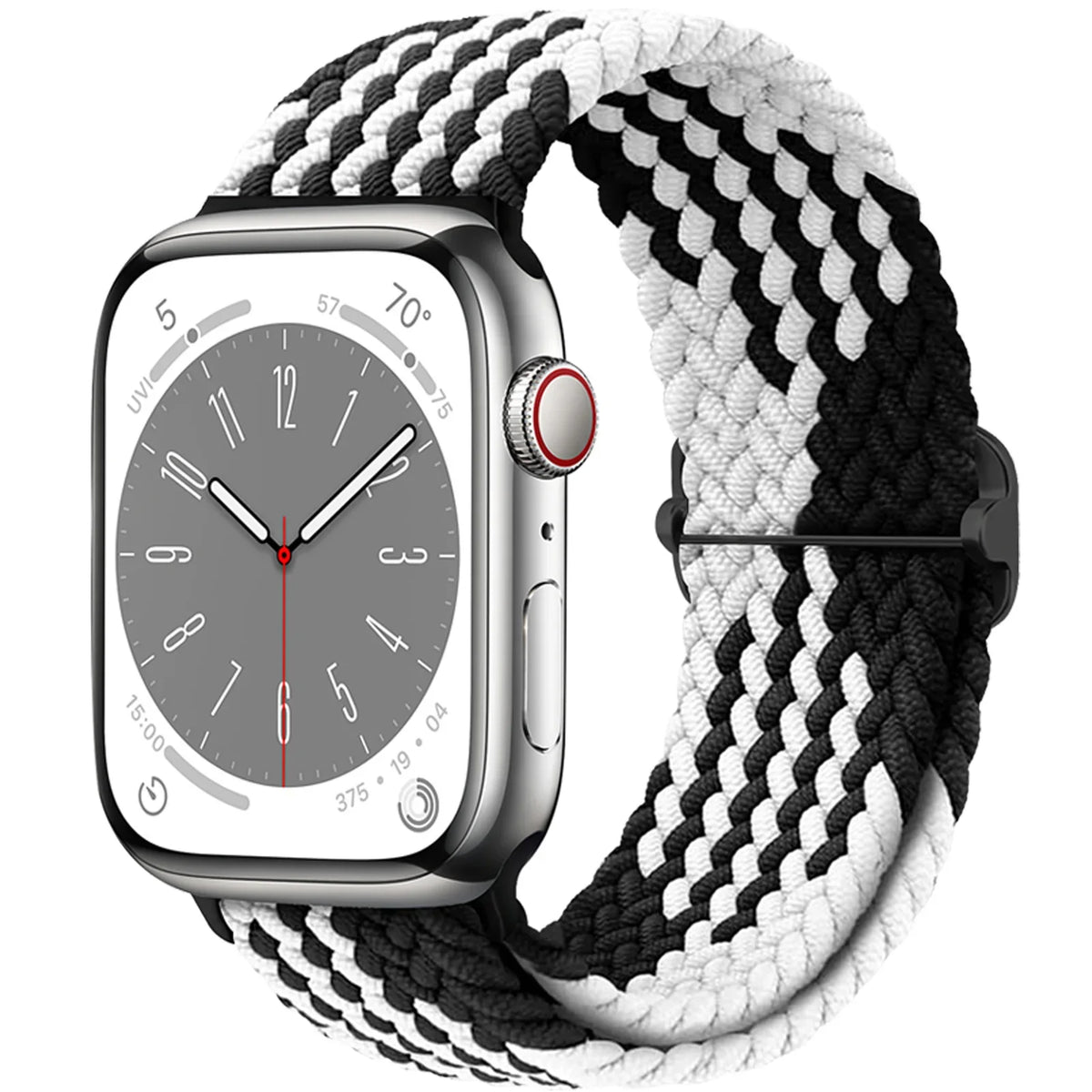 Elastisch gevlochten nylon smartwatch-bandje, 38–49 mm, verstelbaar en ademend, sportband voor Apple Watch | Sansoti