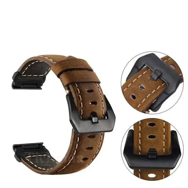 Lederarmband für Smartwatch 22 mm 26 mm Wechselbares Armband Schnellverschluss Braun Schwarz für Sportuhr | Sansoti