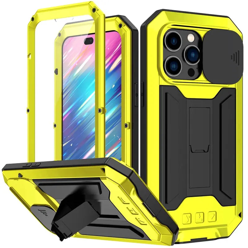 Phone Case with Integrated Screen Protector for iPhone 14 13 Mini Pro Max Rugged Military Black Red | Sansoti