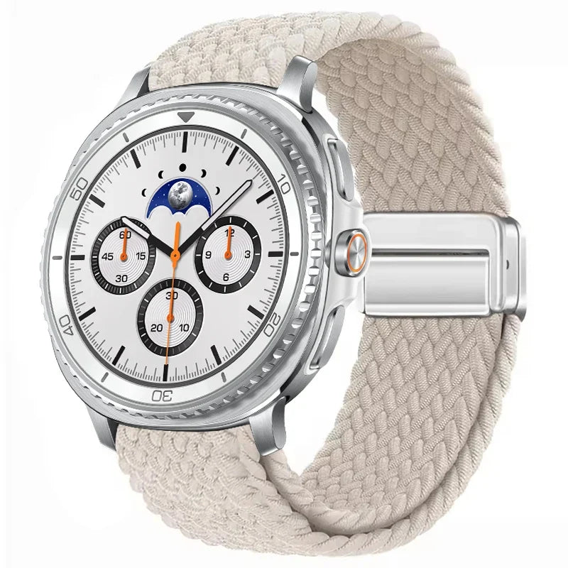 Geflochtenes Nylon-Smartwatch-Armband, atmungsaktiv, verstellbar, mit Metallschließe, für Galaxy-Uhr | Sansoti