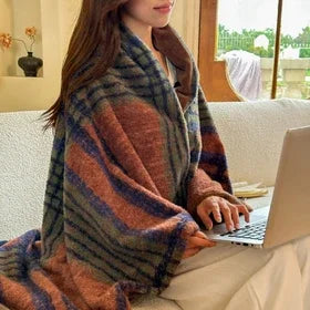 Omkeerbare Geruite Plaid Kasjmierlook Polyester Zachte Deken voor Bank Bed Reizen Sjaal Herfst Winter Thuis | Sansoti