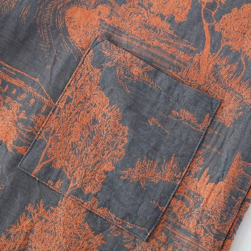 Katoenen Kimono Ochtendjas voor Mannen Lange Badjas Lichtgewicht Huisjas met V-hals Bedrukt Katoen Loungewear | Sansoti