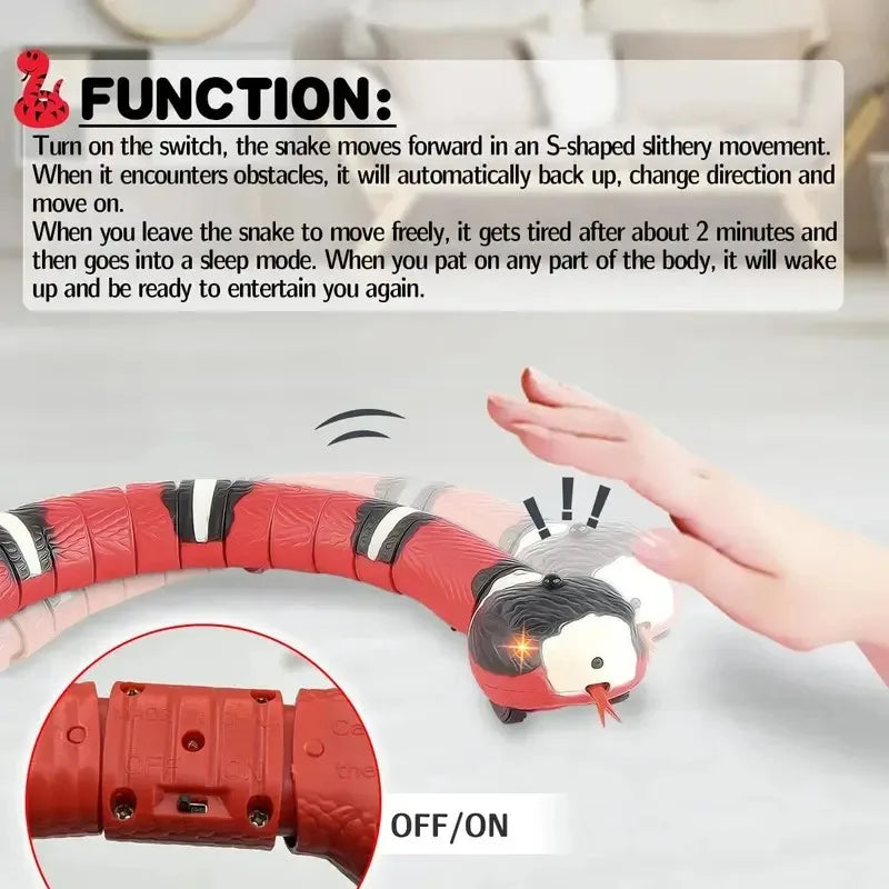 Jouet électronique interactif en forme de serpent avec capteur de mouvement, rechargeable par USB, pour chiens, chats et animaux de compagnie | Sansoti