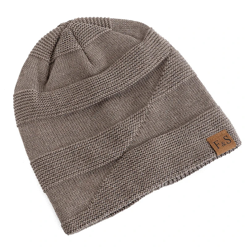 Knitted Slouchy Beanie Winter Hat Lined with Fleece Unisex Casual Streetwear Adults Head Circumference 56-60cm | Sansoti