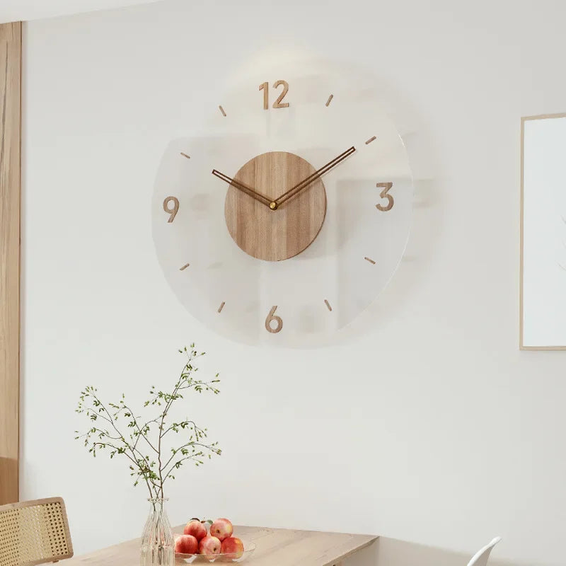 Houten Wandklok 30-35cm Massief Hout Stille Uurwerk Woonkamer Slaapkamer Kantoor Scandinavisch Design | Sansoti