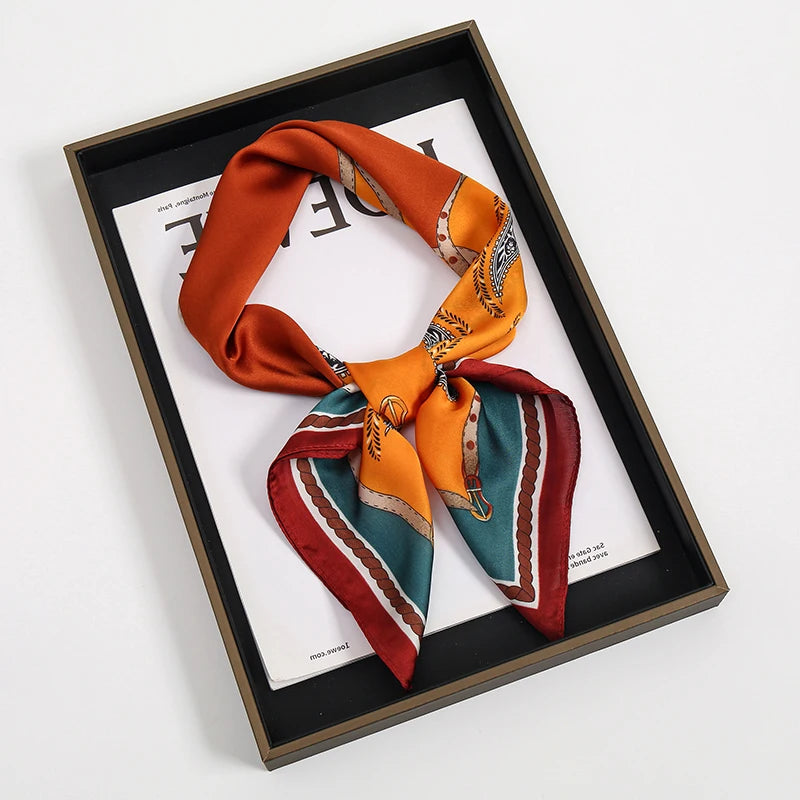 Square Satin Scarf 70x70 cm Women's Headband Neck Scarf Hijab Headband Soft Polyester Elegant Stylish | Sansoti