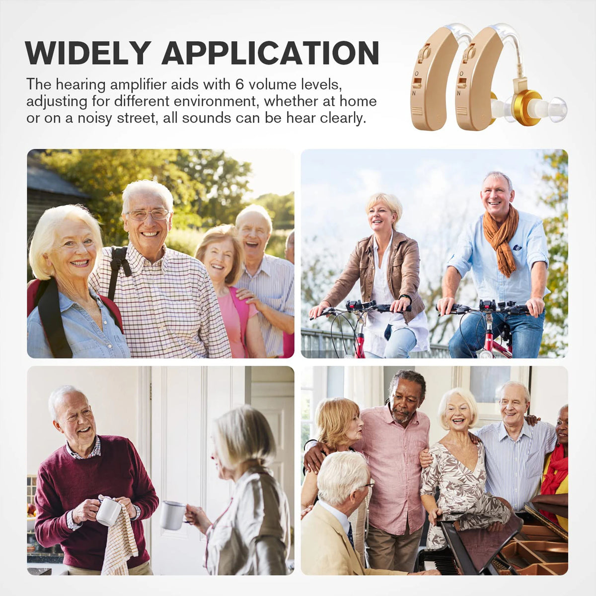 Wireless Behind-the-Ear Hearing Amplifier, Adjustable Volume, Noise Reduction, Comfortable and Portable for Seniors | Sansoti