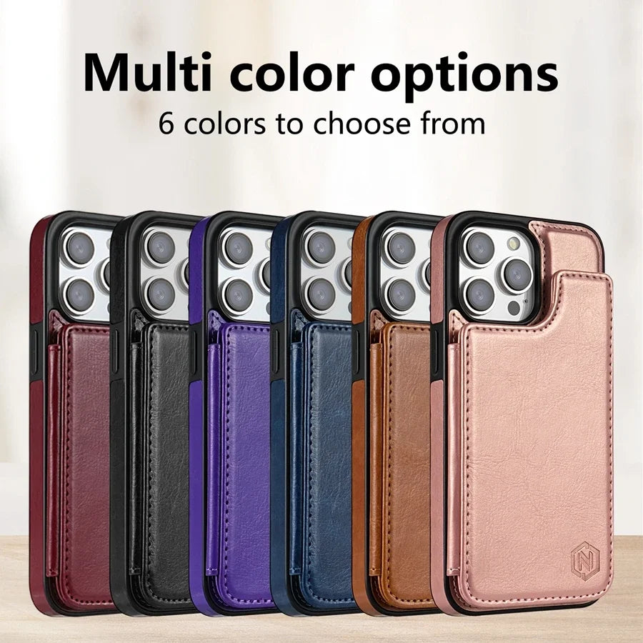 Magnetische Telefoonhoes met RFID-Bescherming Kaarthouder Leren Smartphone Portemonnee Case Wallet Cover | Sansoti