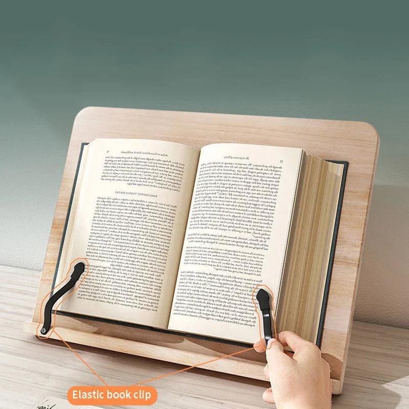Verstelbare Houten Boekenstandaard van Grenenhout voor Handsfree Lezen | Sansoti