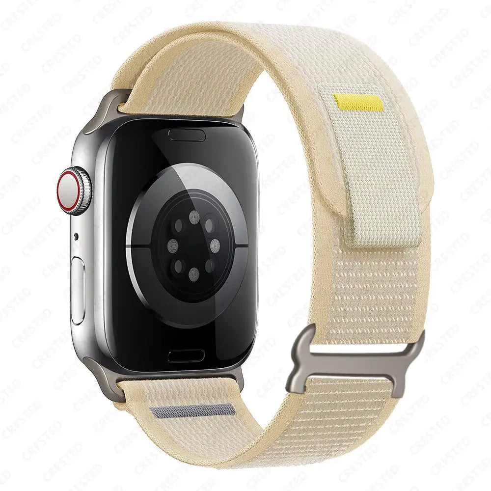 Nylon-Smartwatch-Armband mit Klettverschluss – atmungsaktives, verstellbares Armband, 38–49 mm, für Sport und Freizeit | Sansoti
