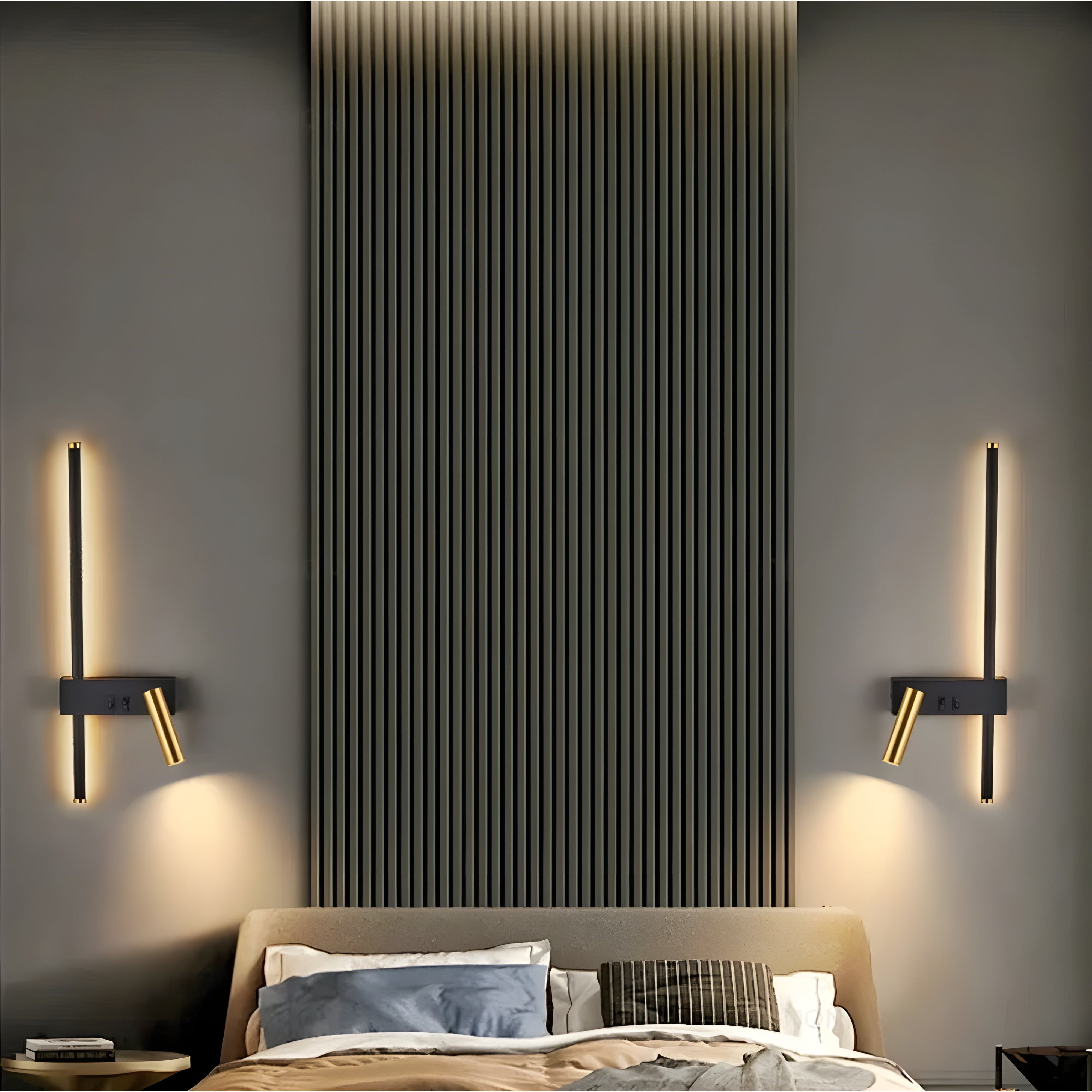 Wandlampe LED Schwarz Gold Mit Schalter Up Down Light | Restfield