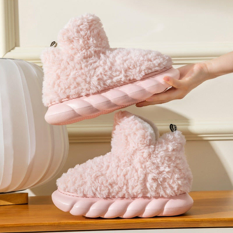 Pantoufles douces pour femmes avec mousse à mémoire de forme, antidérapantes, chaussures d'intérieur d'hiver à doublure en peluche, confortables | Sansoti