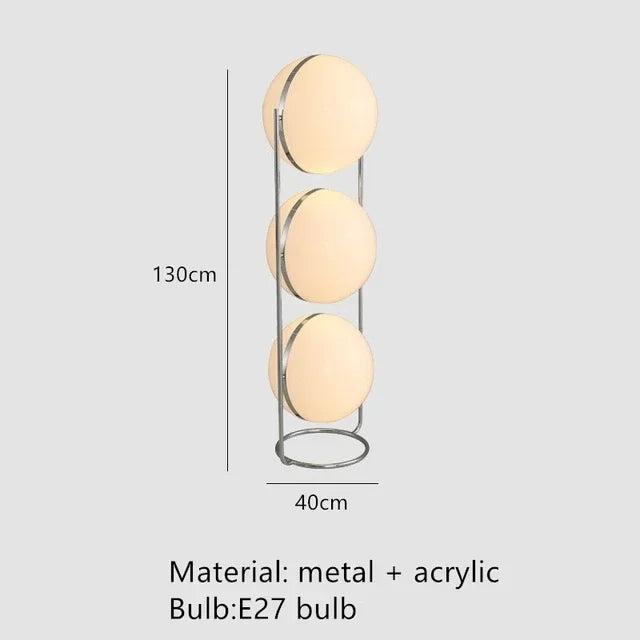 Vloerlamp Bol Wit Acryl Chroom Metaal Art Deco Design E27 LED | Sansoti
