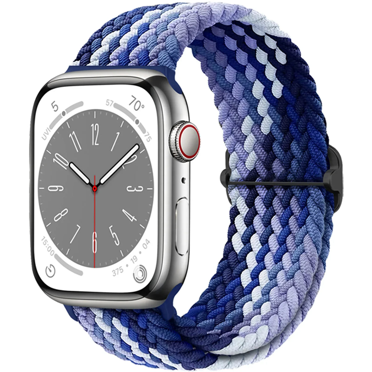 Elastisch gevlochten nylon smartwatch-bandje, 38–49 mm, verstelbaar en ademend, sportband voor Apple Watch | Sansoti
