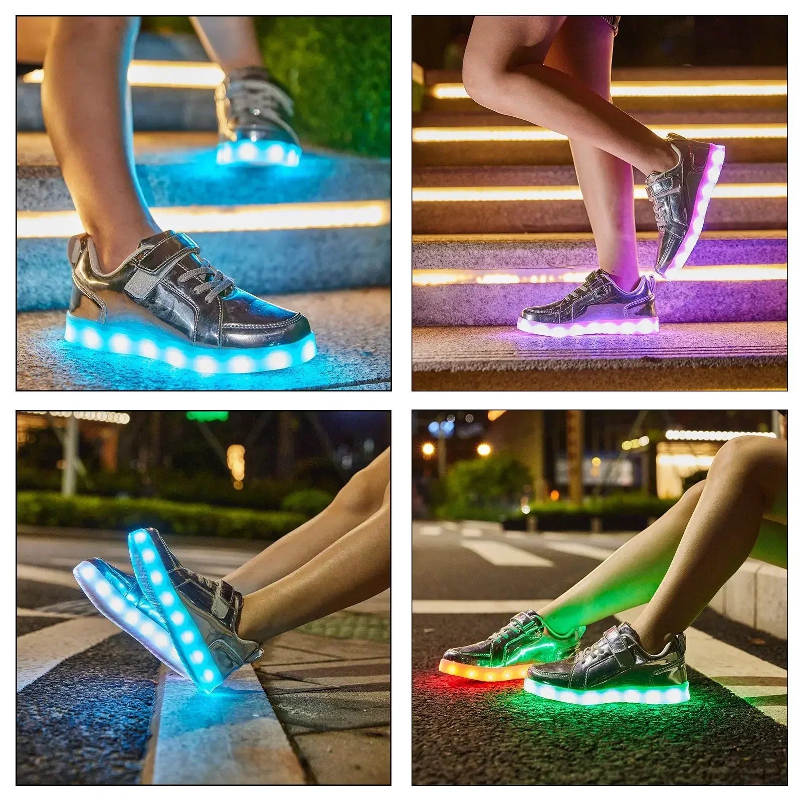 LED Kinderschoenen Sneakers Synthetisch Rubber Roze Met Licht Speelgoed Schoenen Klittenband Verlichting Kinderen | Sansoti