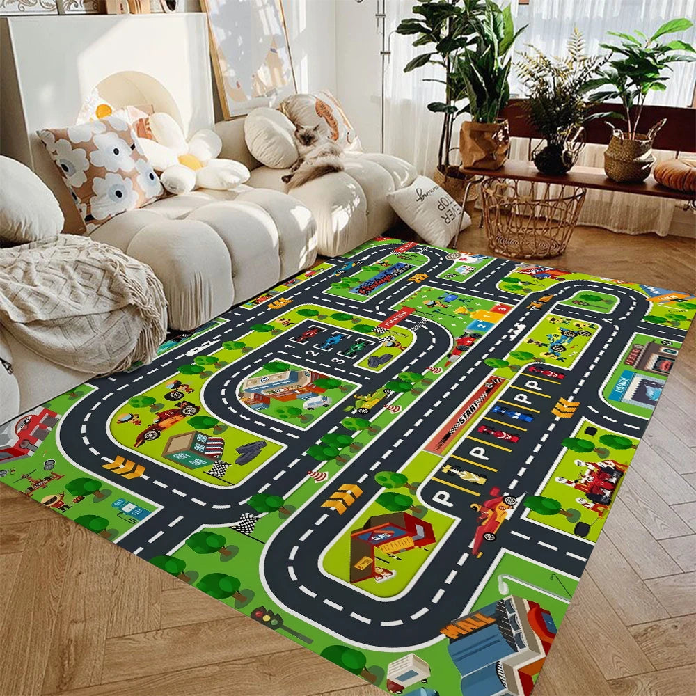Tapis de Sol Chambre d'Enfant Tapis de Jeu Voiture Circulation Urbaine Antidérapant Lavable | Restfield