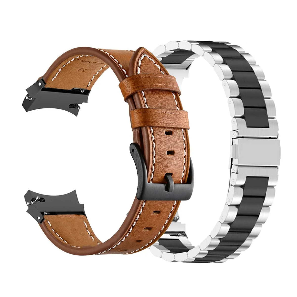 Premium Stainless Steel Leather Watch Band Galaxy Watch 5 40mm 44mm 45mm Pro Adjustable Replaceable Wristband | Sansoti