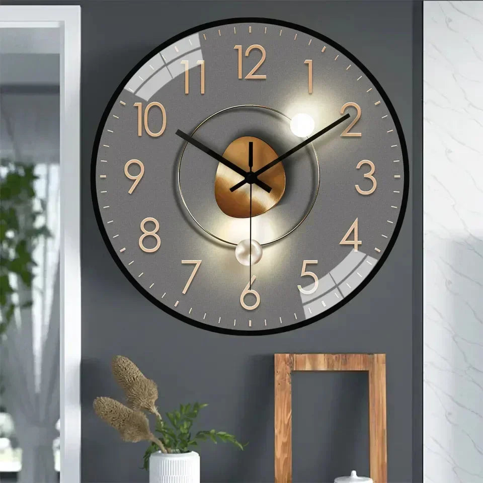 Wandklok Stil Quartz 20cm Kunststof Glas Metalen Wijzers Analoog Slaapkamer Woonkamer Kantoor Werkkamer Geen Tik-Tak Geluid AA Batterij | Sansoti