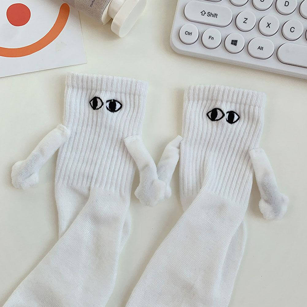 Magnetische Koppelsokken met Cartoonogen Zwart Wit Katoenmix Unisex Comfortabel Ademend Dagelijks Draagcomfort | Sansoti
