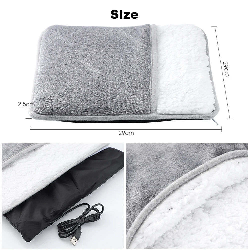 USB Voetenwarmer 50-60°C Flanel Verwarmd Kussen Wasbaar Zachte Voetmat Winter Comfort Warmte Thuiskantoor | Sansoti