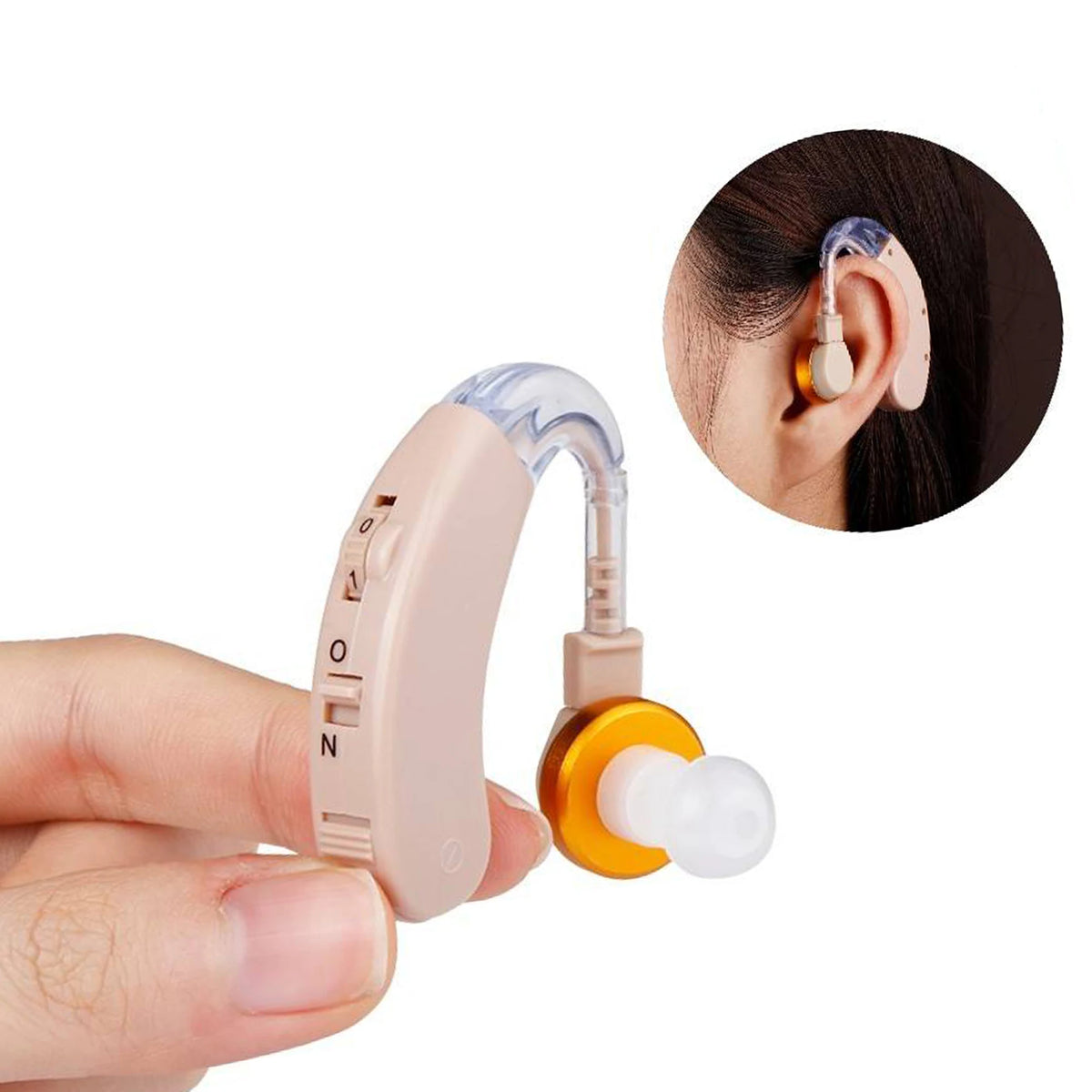 Wireless Behind-the-Ear Hearing Amplifier, Adjustable Volume, Noise Reduction, Comfortable and Portable for Seniors | Sansoti