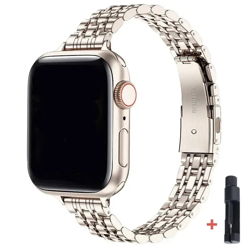 Edelstahl-Smartwatch-Armband 38-49 mm Metallarmband Elegantes Gliederarmband Verstellbare Uhr | Sansoti