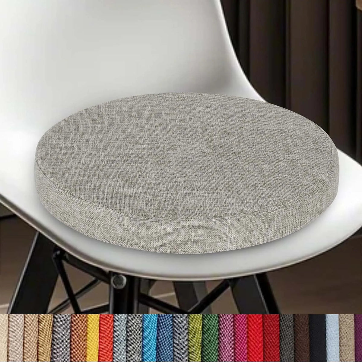 Cojín redondo de algodón y lino lavable con cremallera, 30-60 cm, para comedor, taburete de bar, cocina, oficina y silla de jardín | Sansoti