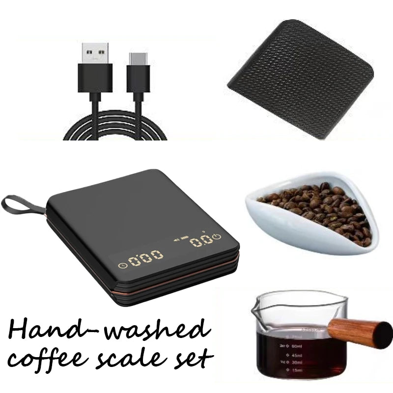 Kaffeewaage Digital 2000g Wiederaufladbar USB-C Timer Espresso Präzision 0,1g LED Kompakt Tragbar Barista Küchenwaage | Restfield