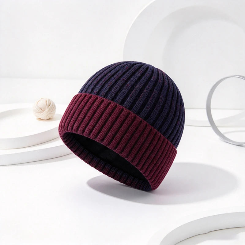 Gebreide Wintermuts Heren met Fleece Voering Ribpatroon Beanie Thermisch Warm Skimuts Outdooractiviteiten | Sansoti