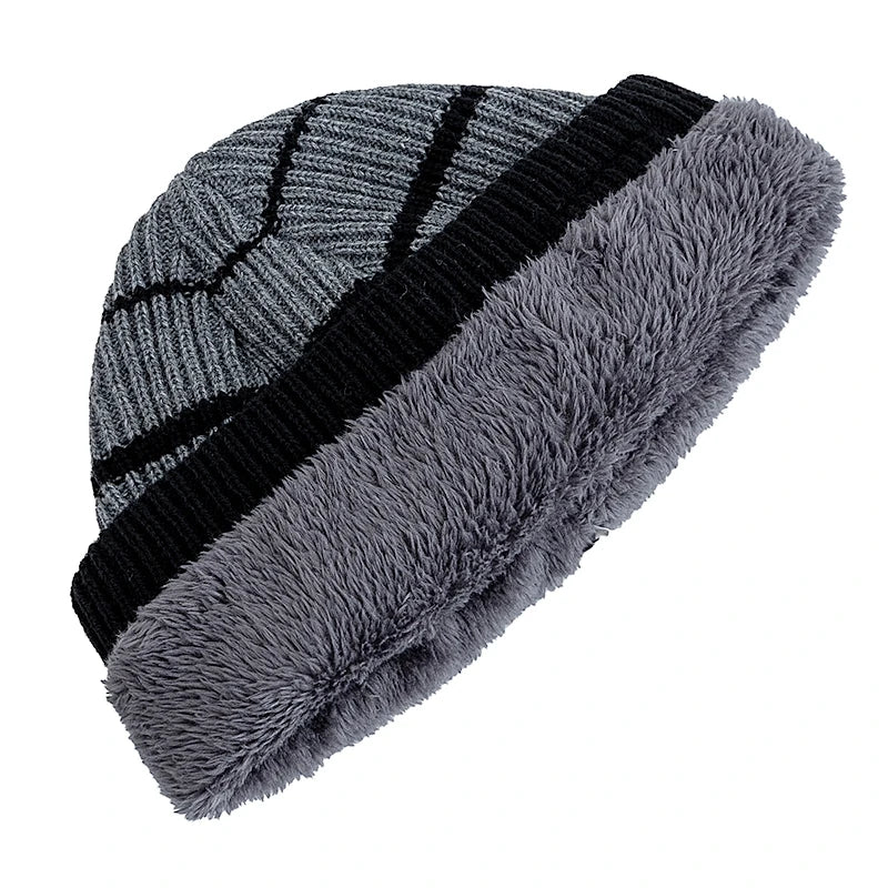 Knitted Unisex Winter Hat with Soft Lining, Striped Pattern, Warm and Comfortable for Women and Men, Outdoor | Sansoti