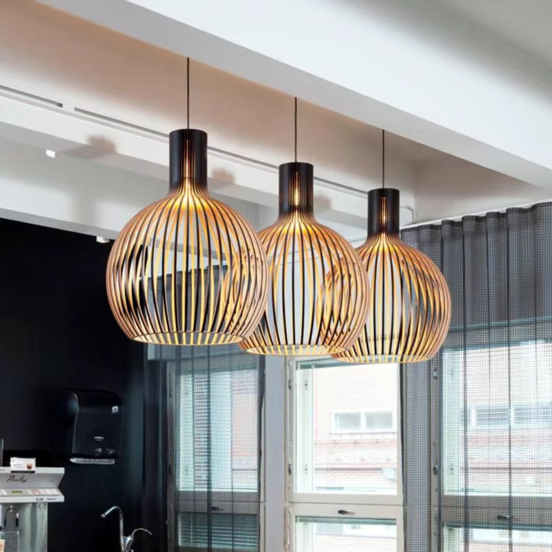 Organische Houten Hanglamp Natura Orb 35-45 cm voor Eettafel Woonkamer Warm Sfeerlicht Scandinavisch Design | Sansoti