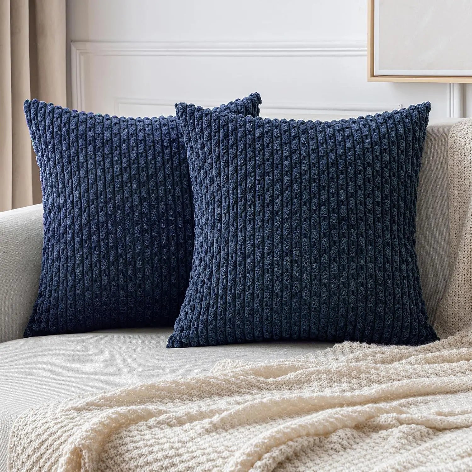 Ribfluwelen Sierkussen Geribbeld 45x45cm Voor Bank En Bed | Sansoti