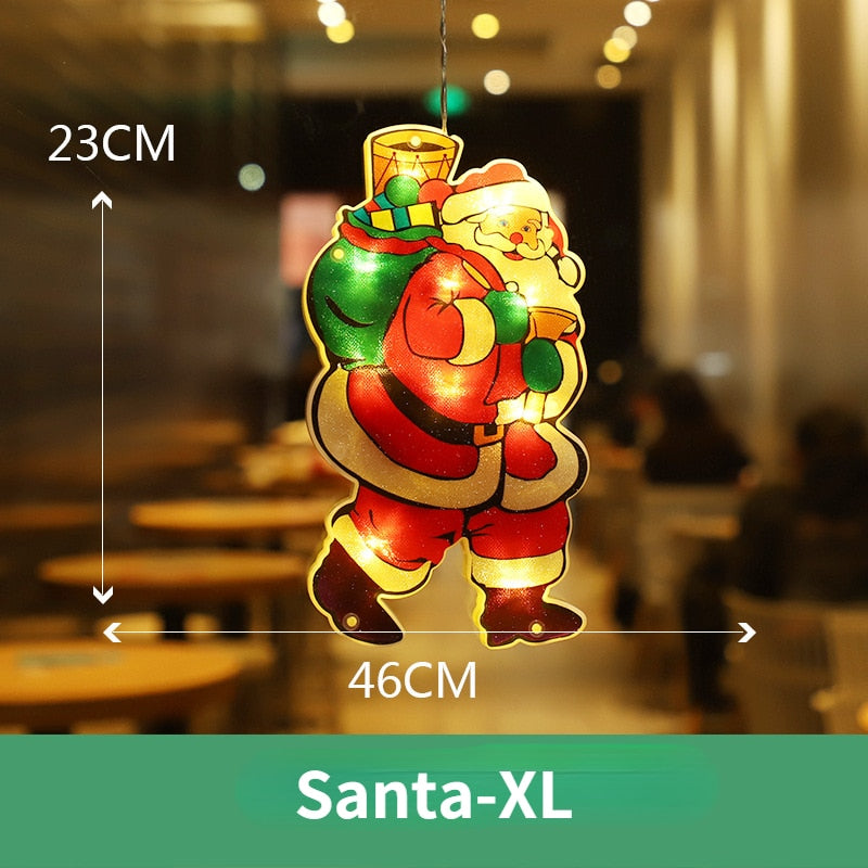 LED Raamverlichting Kerstmotieven Batterij Silhouet Sfeerlicht Figuren met Zuignap Decoratief Venster | Sansoti