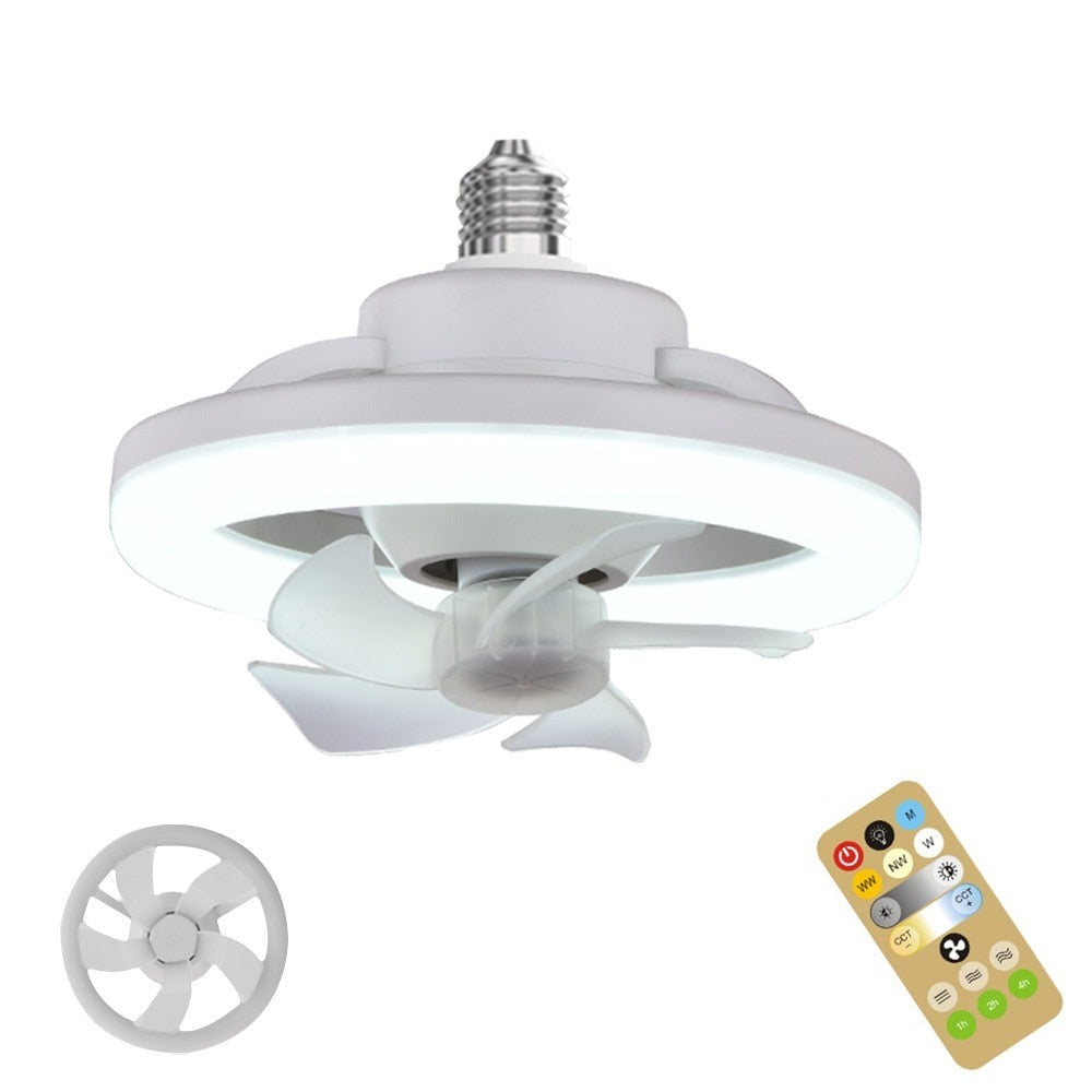 Verstelbare Plafondventilator met Geïntegreerde Verlichting 360° Zwenkkop E27 Fitting Dimbaar LED | Sansoti