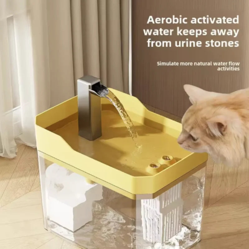 Kattenwaterfontein met Circulatiesysteem & Filter Transparant Grijs Wit 1,5L voor Optimale Hydratatie van Katten | Sansoti