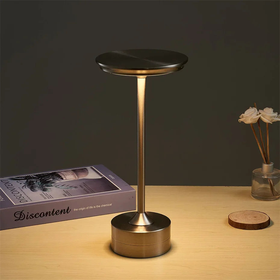 Draagbare Tafellamp Oplaadbaar met Touch Bediening en Drie Lichtstanden Metaal | Sansoti