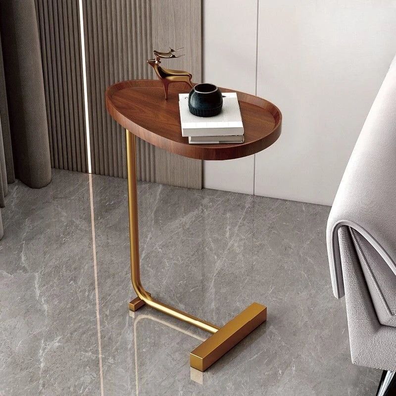 C-förmiger Beistelltisch für Sofa oder Bett - Mobiler Beistellschrank Wohnzimmer Schlafzimmer - Modernes Holz-Metall-Design | Sansoti