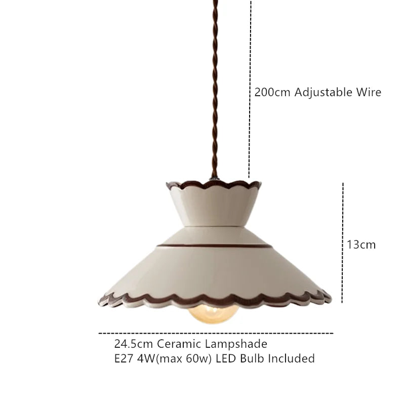 Suspension en céramique peinte à la main design scandinave avec douille en cuivre, motif floral pour table à manger, cuisine et chambre | Restfield