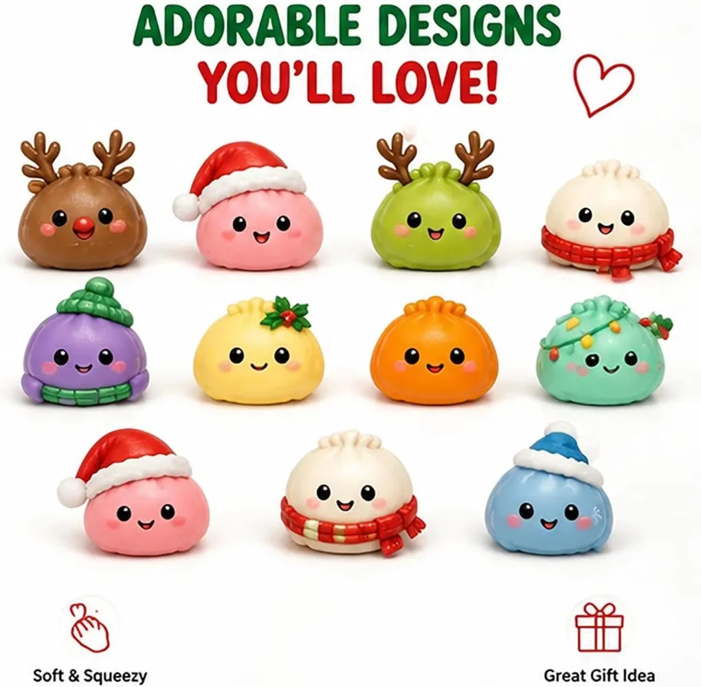 Calendrier de l’Avent de Noël de 24 jours avec petits pains en peluche, boîte surprise, décoration de bureau, compte à rebours des fêtes et coffret cadeau | Sansoti