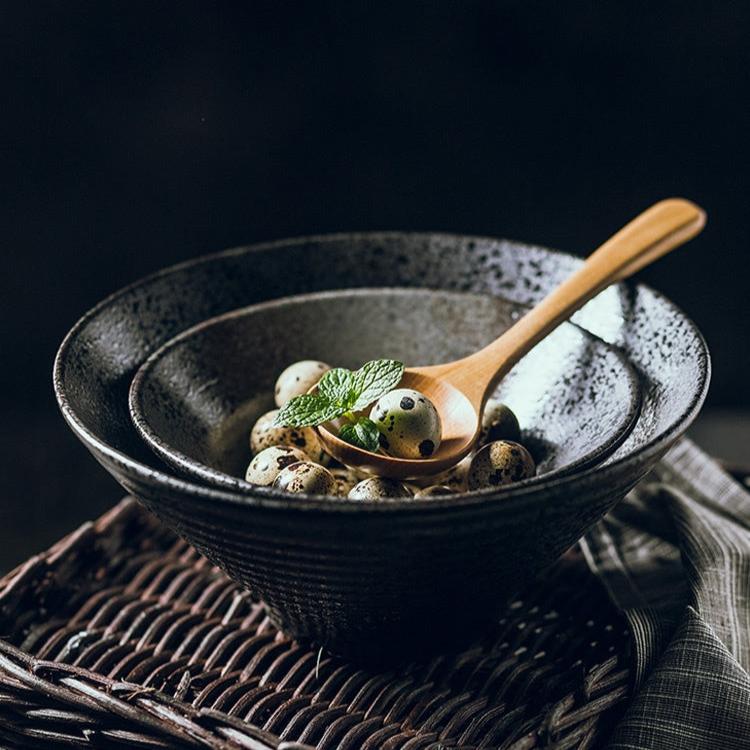 Ramenkom keramiek 18 cm Japans design soepkom noedelkom rijstkom servies keuken handgemaakt | Sansoti