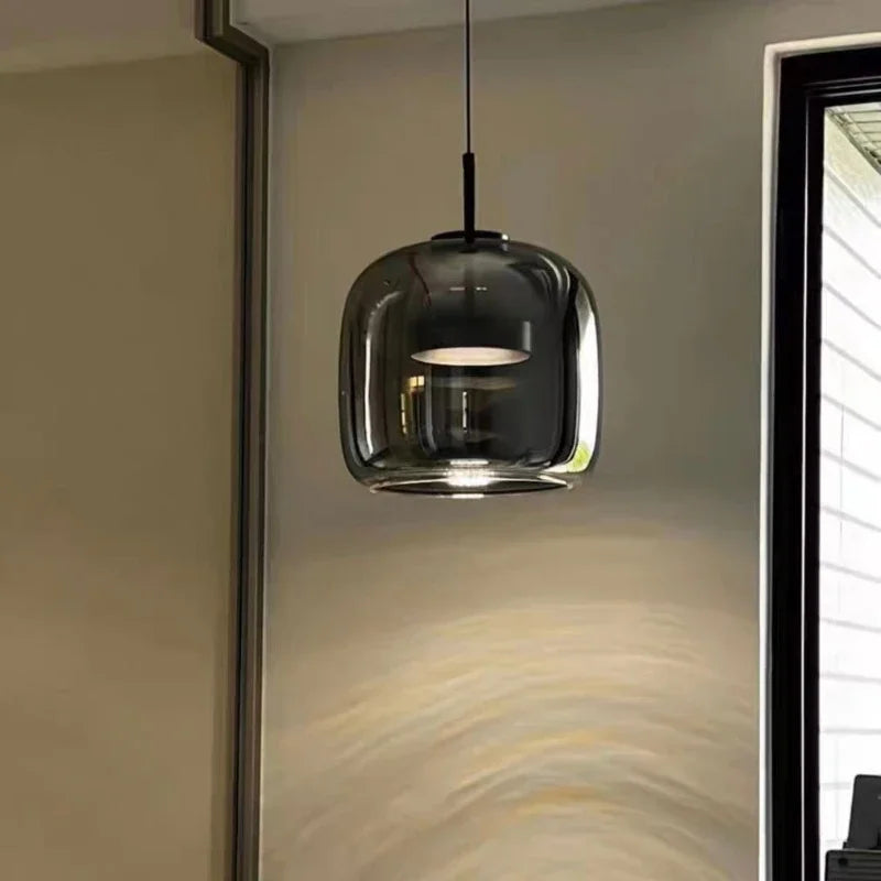 Scandinavische Glazen Hanglamp – Warm Sfeerlicht met Amber, Helder of Grijs Glas – Ø 15, 25 of 35 cm – Moderne Verlichting voor Keuken, Eetkamer en Woonkamer | Sansoti