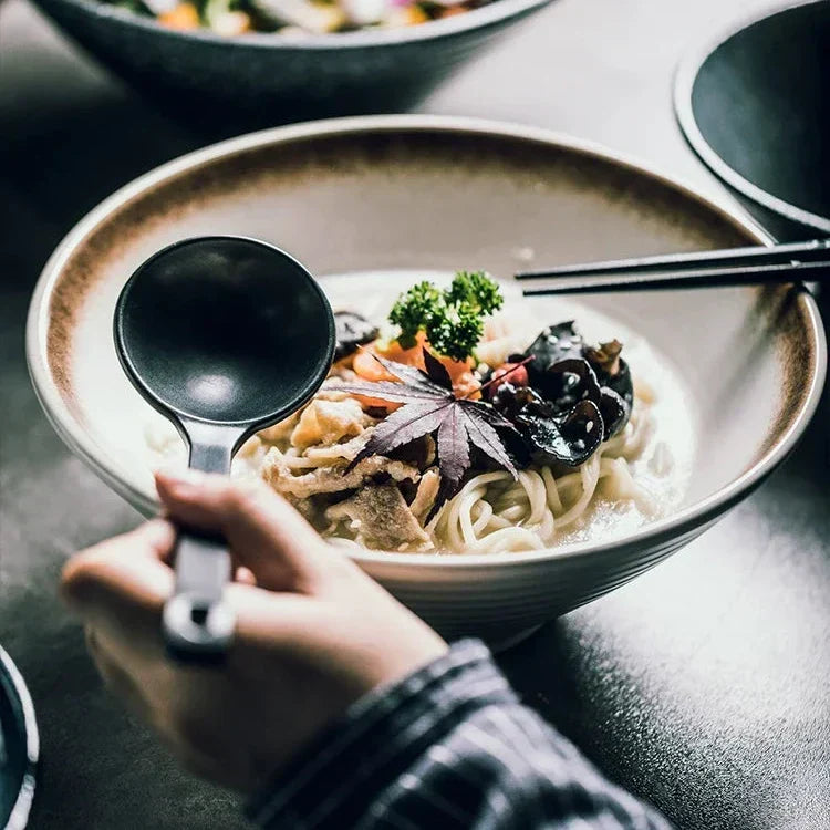 Ramenkom keramiek 18 cm Japans design soepkom noedelkom rijstkom servies keuken handgemaakt | Sansoti