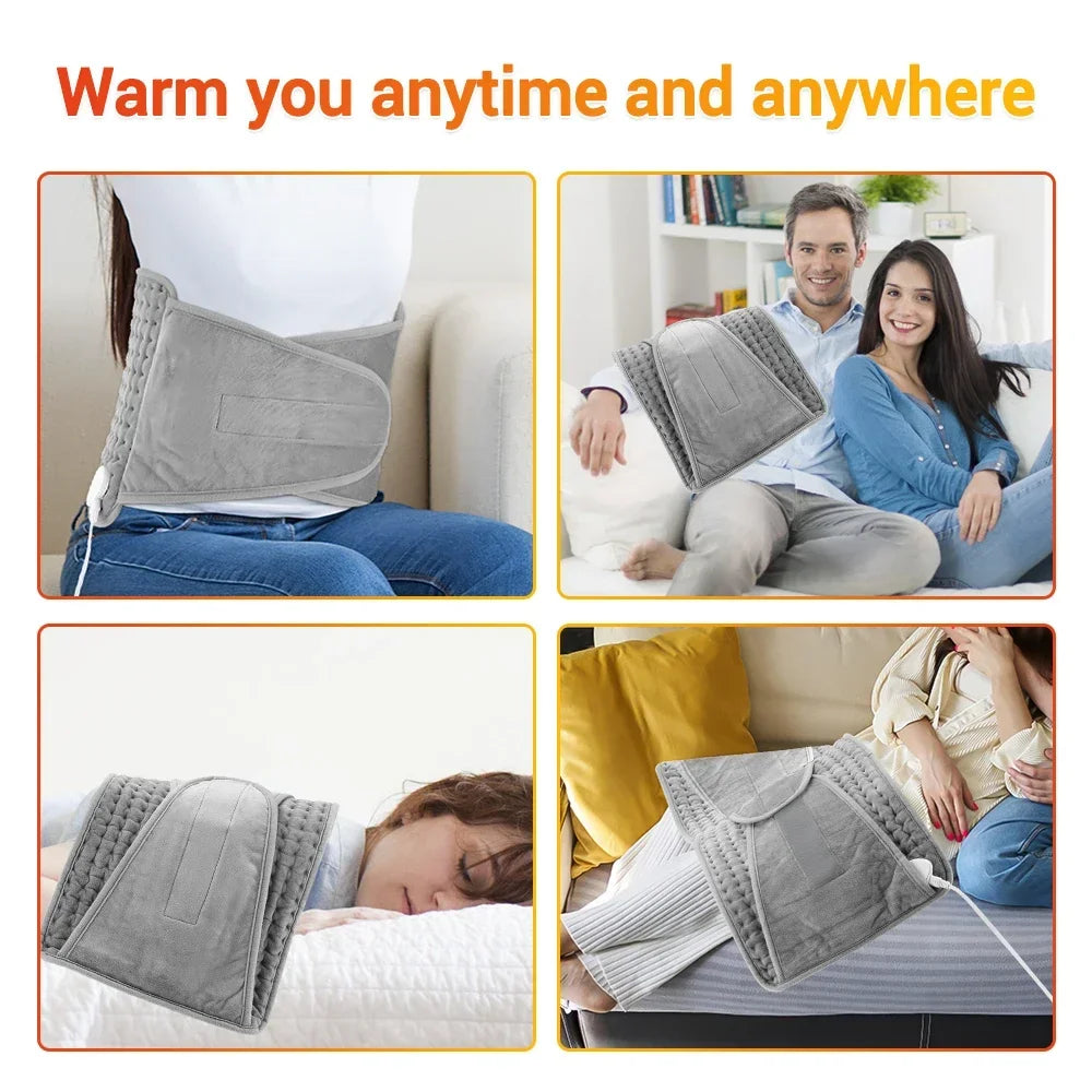 Electric Heating Belt Microplush 59x30cm Adjustable 9 Heat Settings Timer Back Abdomen Lower Back Pain Relief | Sansoti