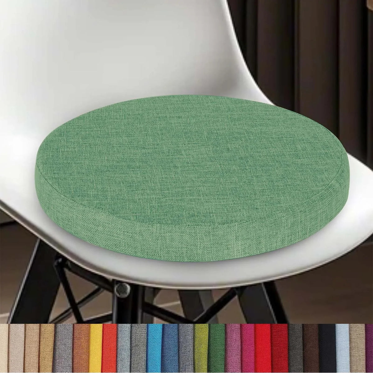 Cojín redondo de algodón y lino lavable con cremallera, 30-60 cm, para comedor, taburete de bar, cocina, oficina y silla de jardín | Sansoti