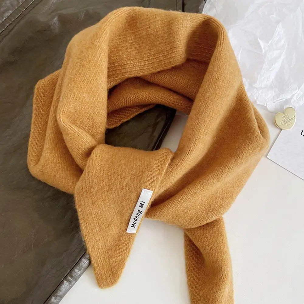 Gebreide Driehoekige Halsdoek Wol 38x105cm Wintersjaal Dames Effen Kleur Warm Omslagdoek Herfst Winter | Sansoti